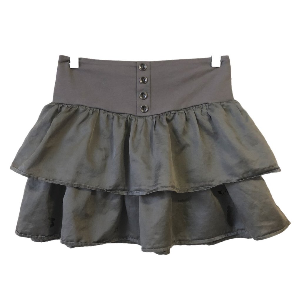 Y2K Steve Madden ruffled mini skirt grey L cotton silk blend